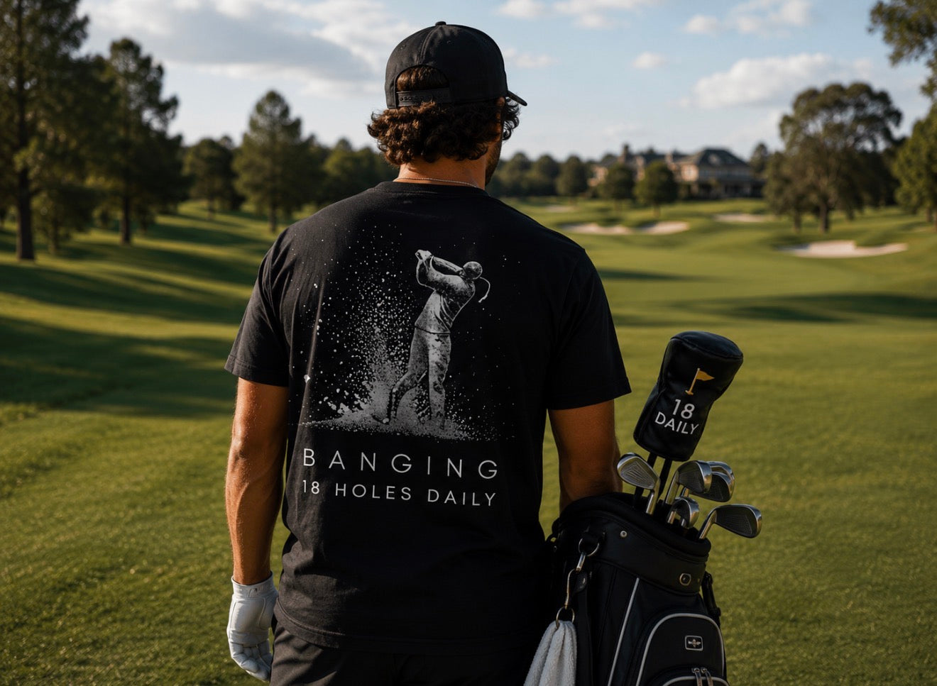18 DAILY "Banging 18 Holes Daily" Performance Tee Black