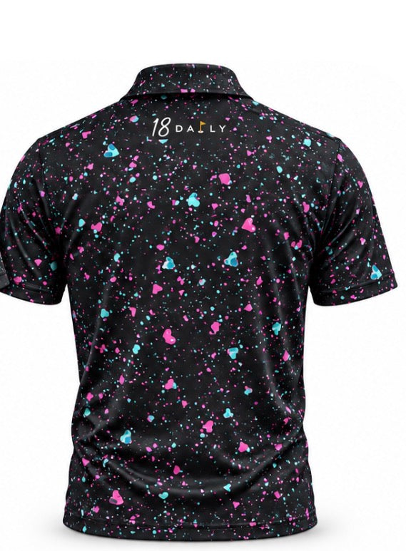 18 DAILY BLACK— After Hours Splatter Performance Polo