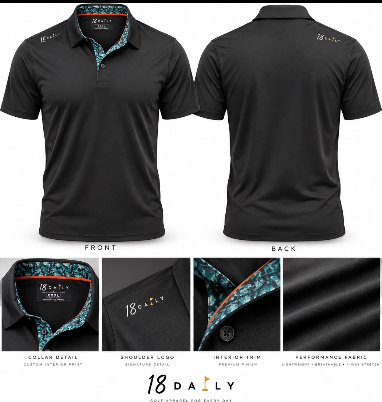 18 DAILY — Midnight Paisley Performance Polo