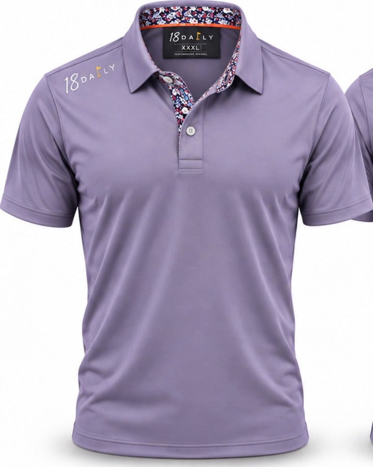 18 DAILY Lavender Performance Golf Polo