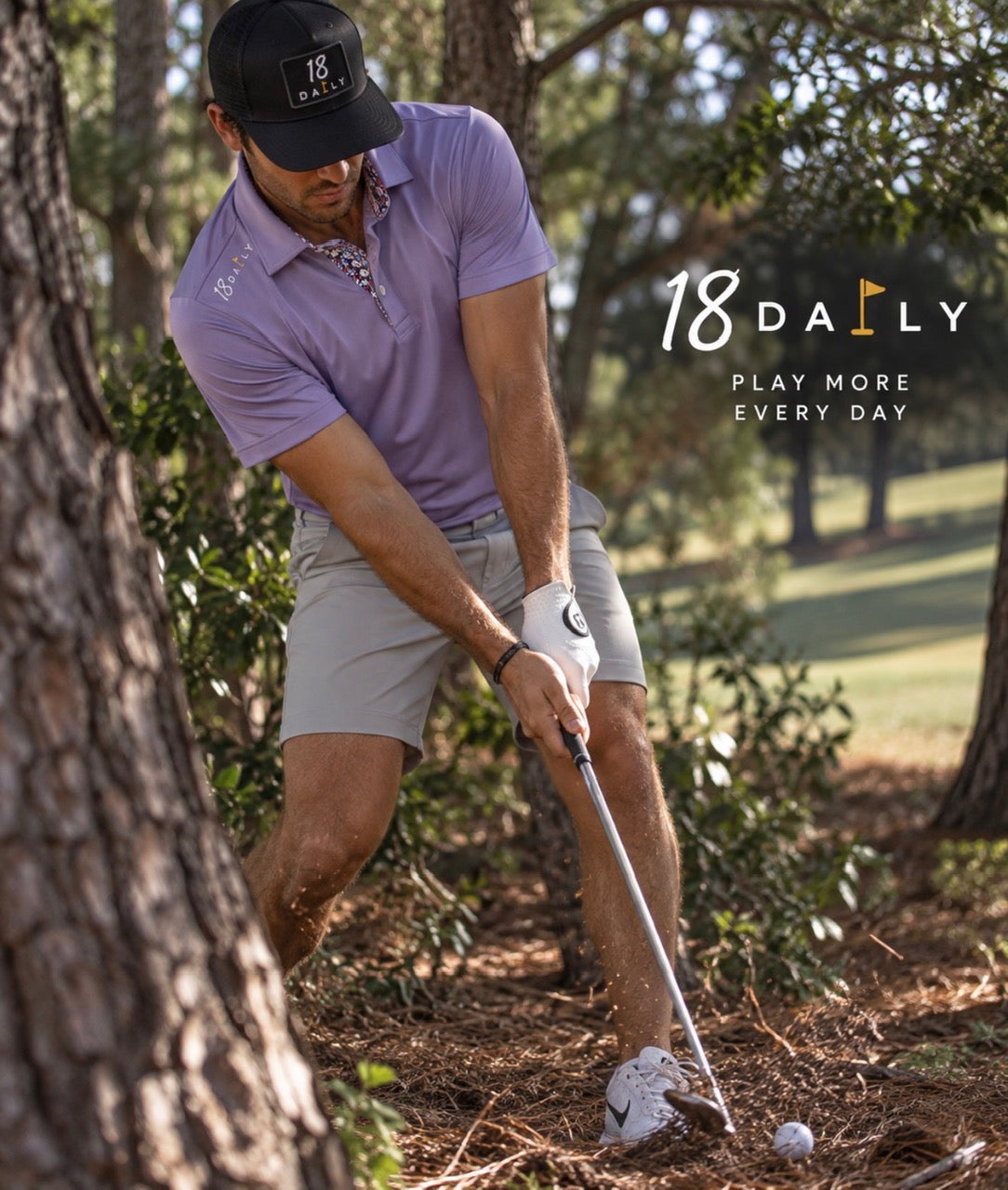 18 DAILY Lavender Performance Golf Polo