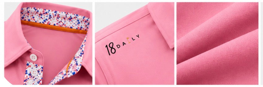 18 DAILY Pink Performance Golf Polo