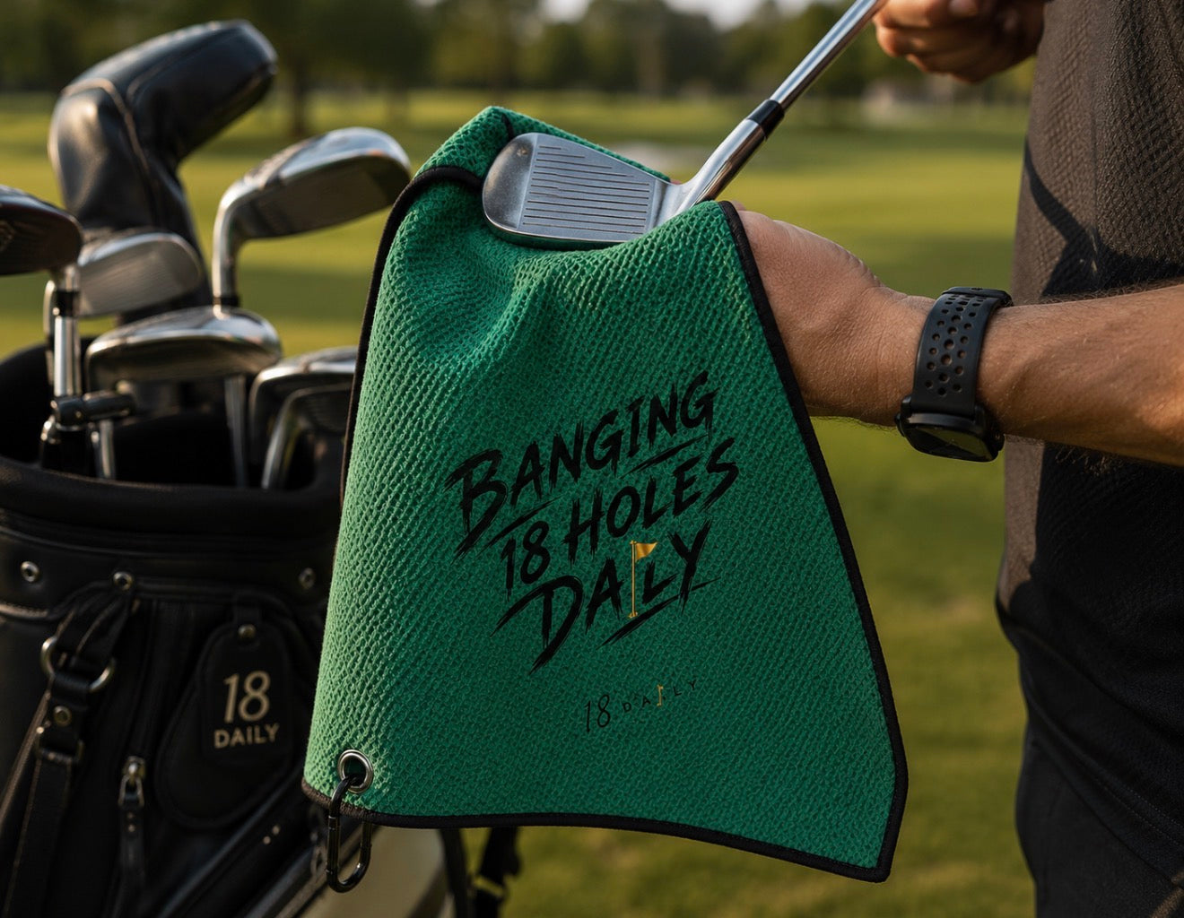 Green Golf Towel -Banging 18 Holes Daily