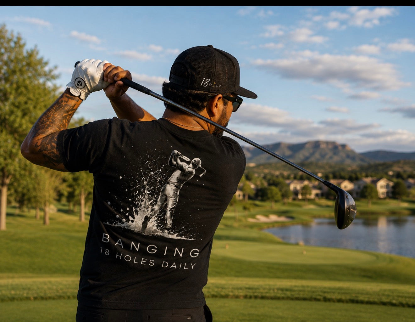 18 DAILY "Banging 18 Holes Daily" Performance Tee Black