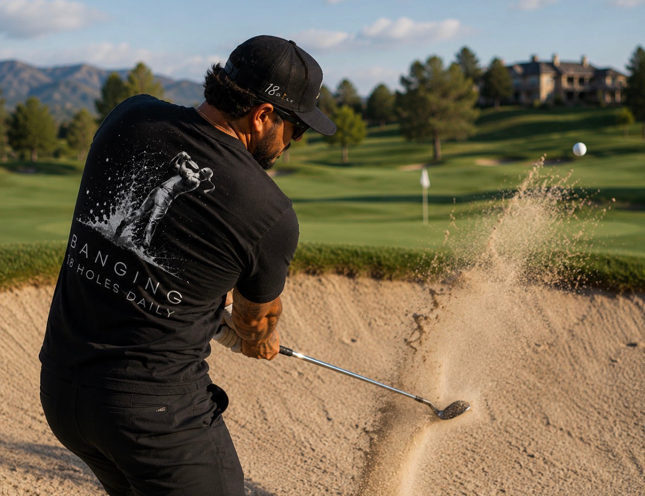18 DAILY "Banging 18 Holes Daily" Performance Tee Black